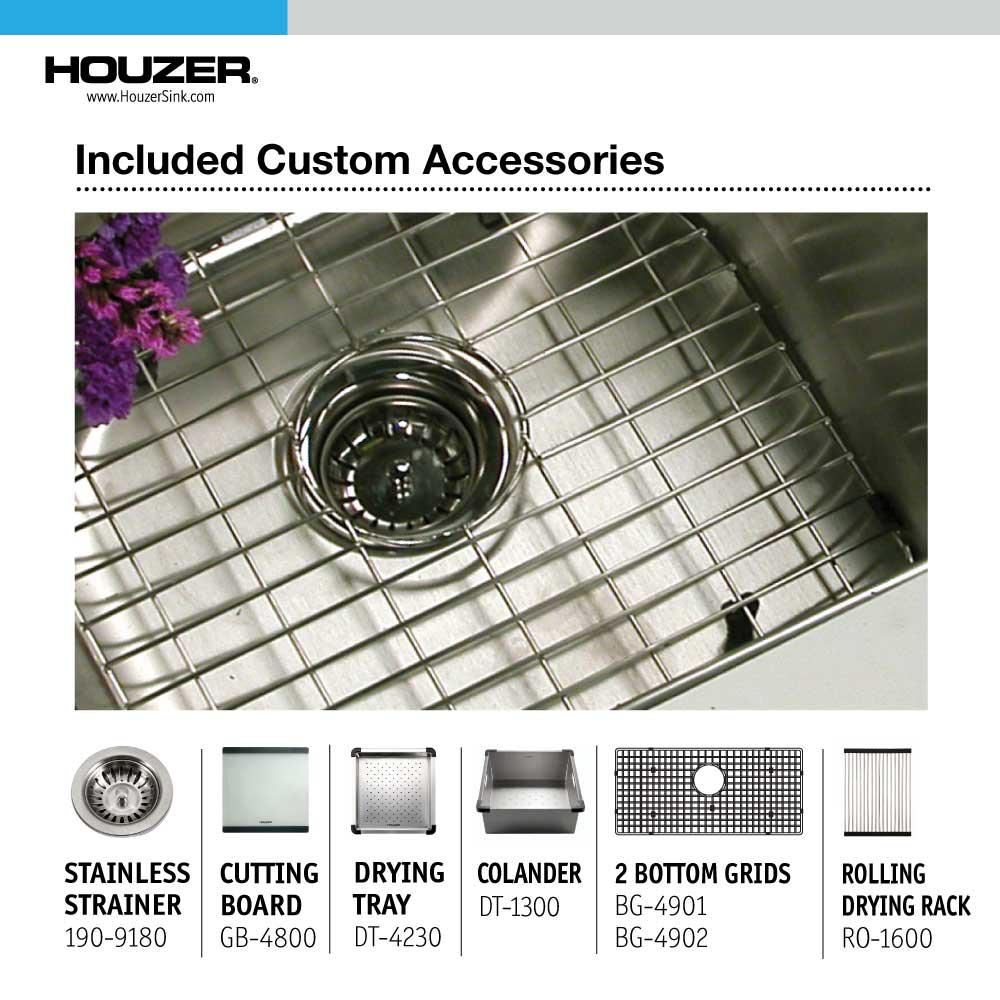 Houzer Novus 45" Workstation Kitchen Sink, Stainless Steel, NVS-6500 - The Sink Boutique