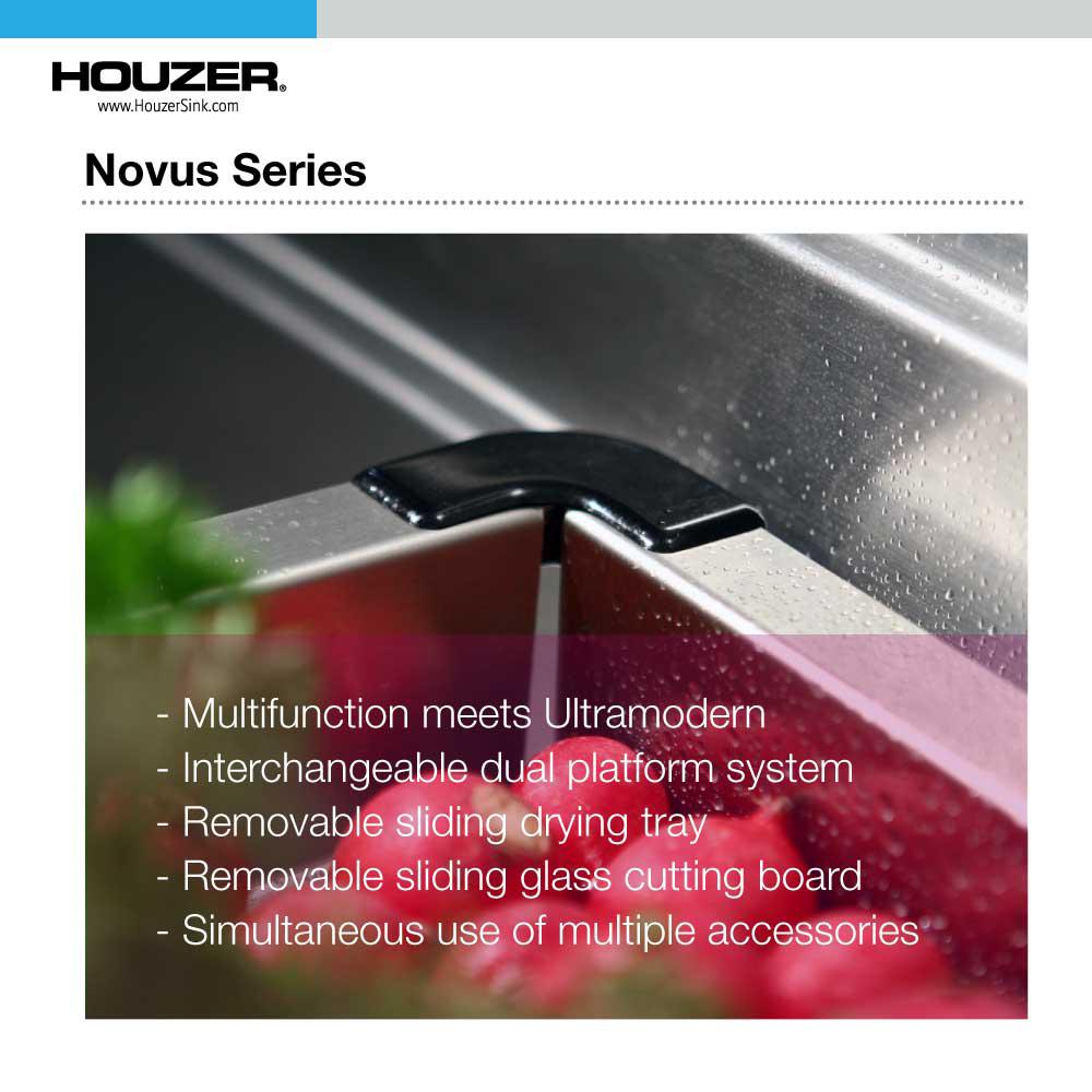 Houzer Novus 45" Workstation Kitchen Sink, Stainless Steel, NVS-6500 - The Sink Boutique