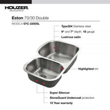 Houzer 32" Stainless Steel Undermount 70/30 Double Bowl Kitchen Sink, STC-2200SL-1 - The Sink Boutique