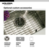 Houzer 33" Stainless Steel Undermount Single Bowl Kitchen Sink, STL-3600-1 - The Sink Boutique