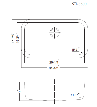 Houzer 33" Stainless Steel Undermount Single Bowl Kitchen Sink, STL-3600-1 - The Sink Boutique