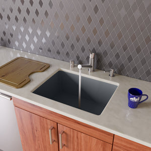 Alternate Image for ALFI brand AB2420UM-T Titanium 24" Undermount Single Bowl Granite Composite Kitchen Sink