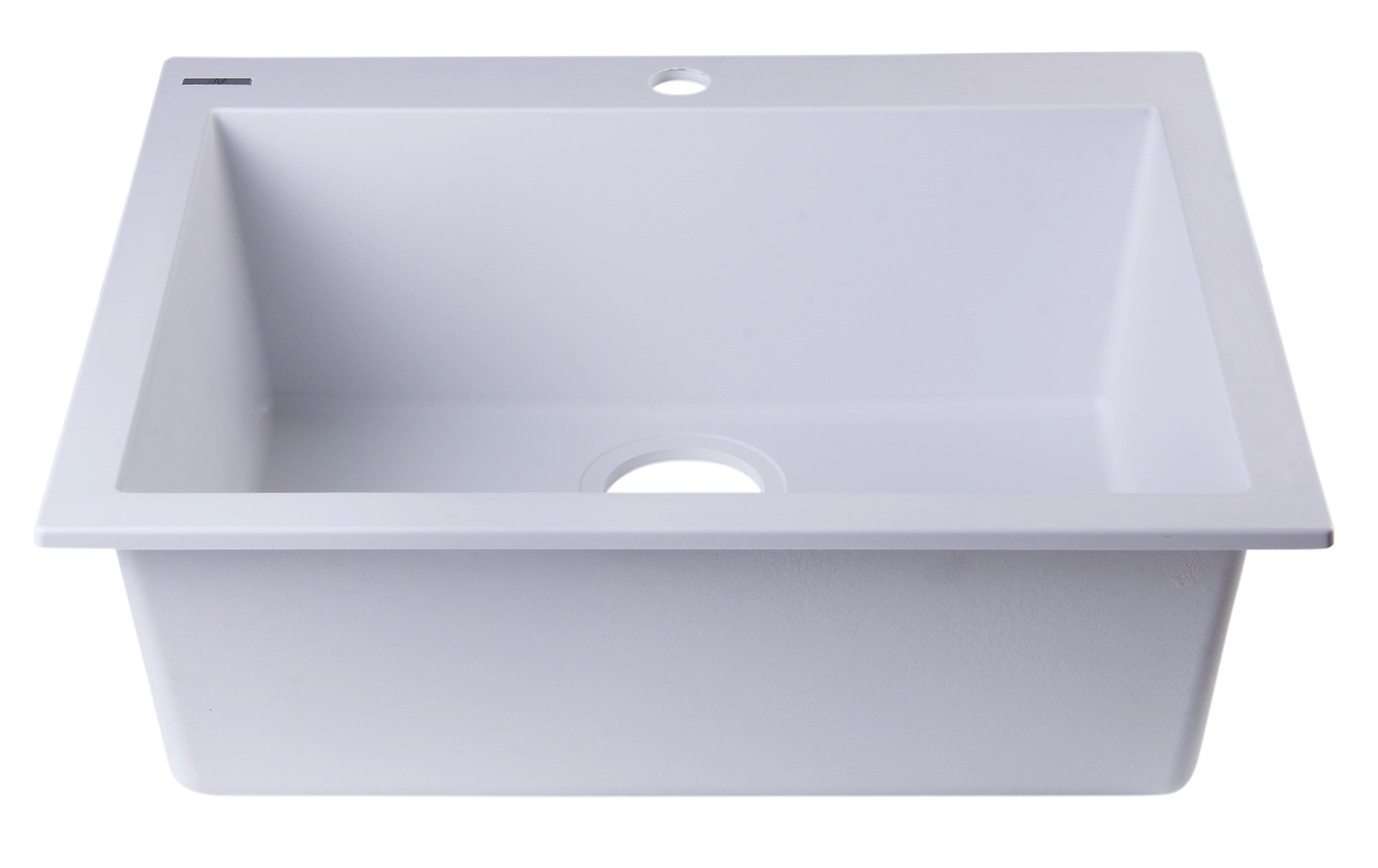 ALFI White 24" Drop-In Single Bowl Granite Composite Kitchen Sink, AB2420DI-W