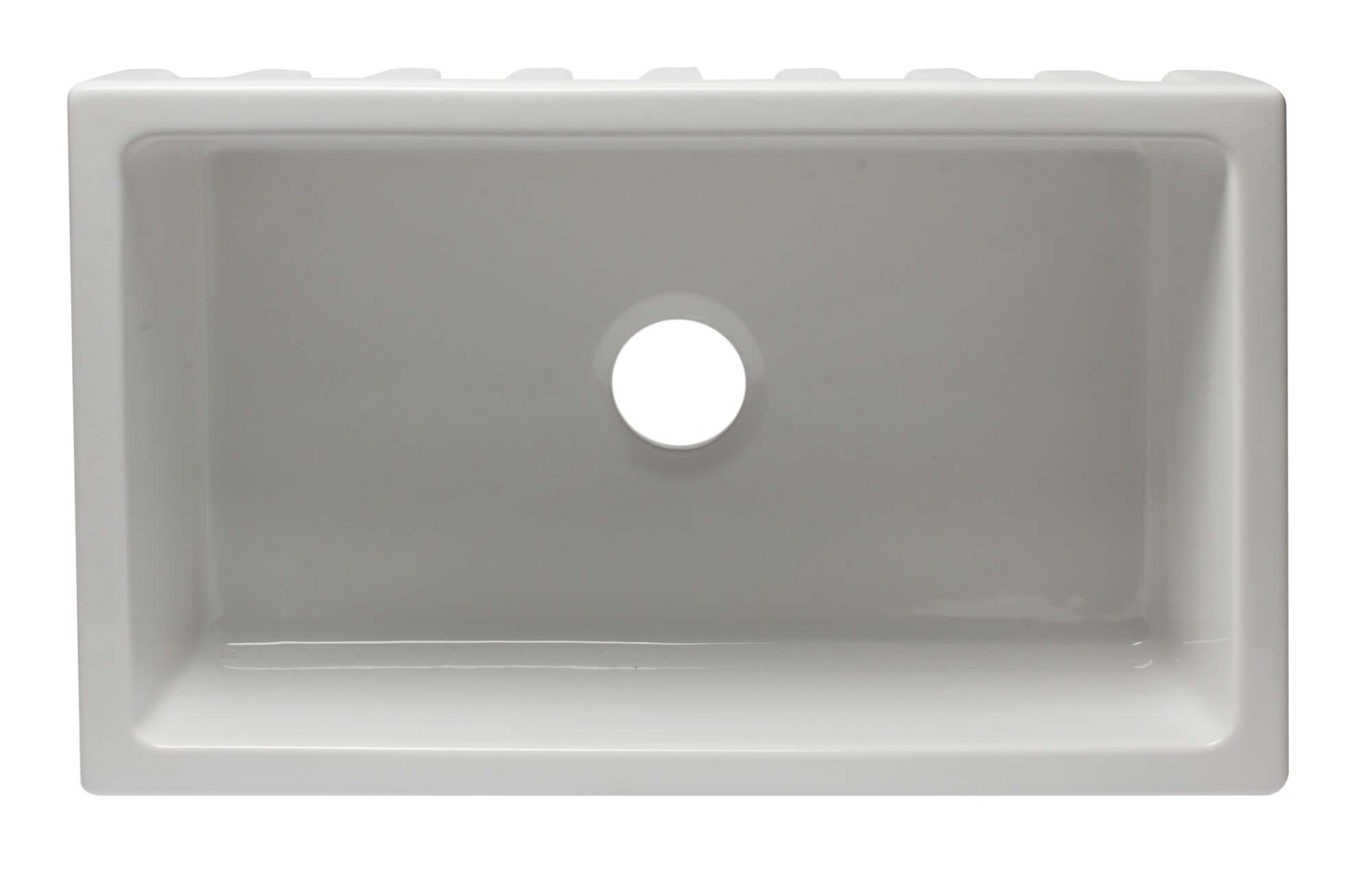 ALFI 30" Single Bowl Fireclay Farmhouse Apron Sink, White, Reversible, AB3018HS-W