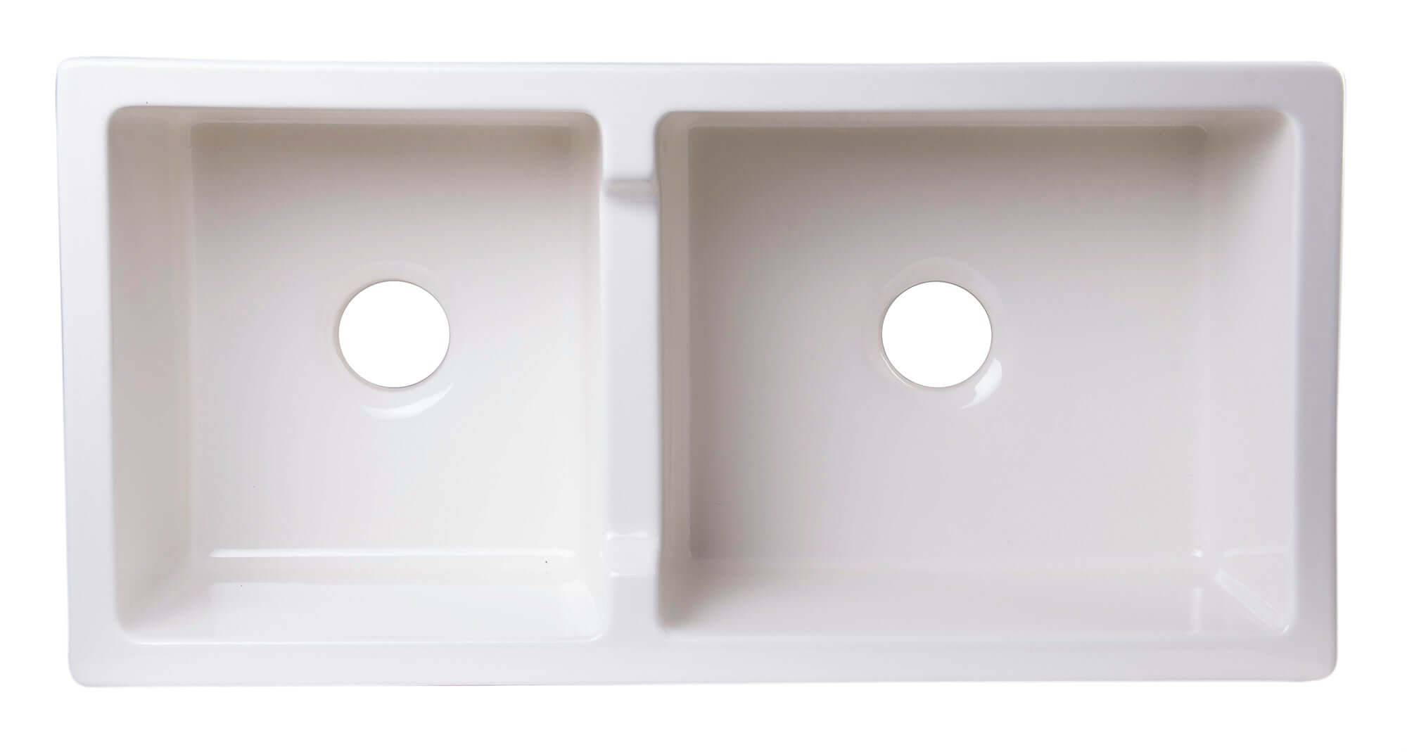 ALFI brand AB3618DB-B  36" Biscuit Smooth Apron Thick Wall Fireclay Double Bowl Farm Sink - The Sink Boutique