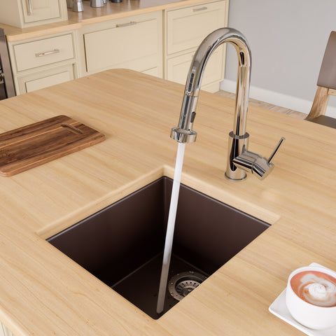 ALFI brand AB1720UM-C Chocolate 17" Undermount Rectangular Granite Composite Kitchen Prep Sink
