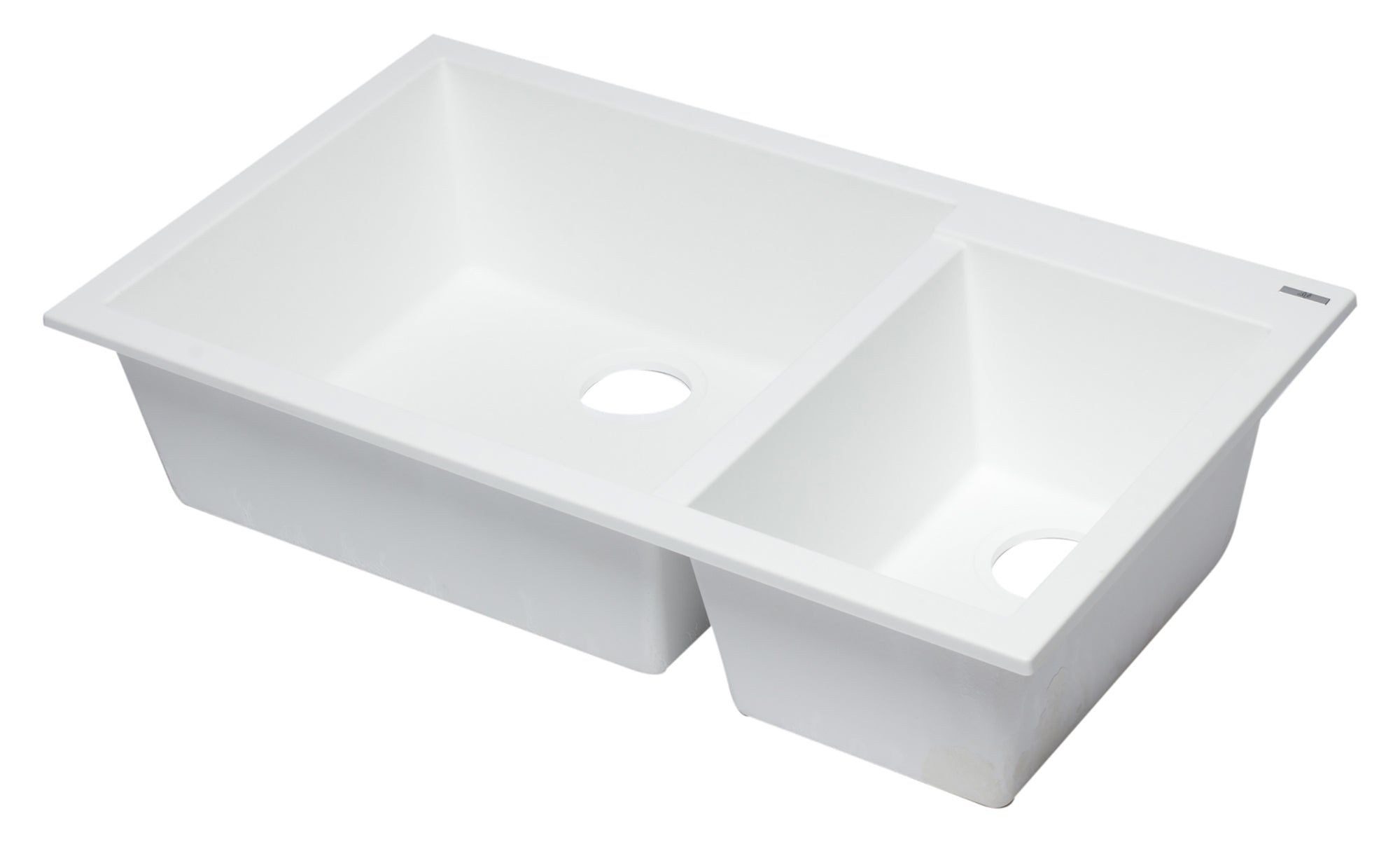 ALFI White 34" Double Bowl Undermount Granite Composite Kitchen Sink, AB3319UM-W