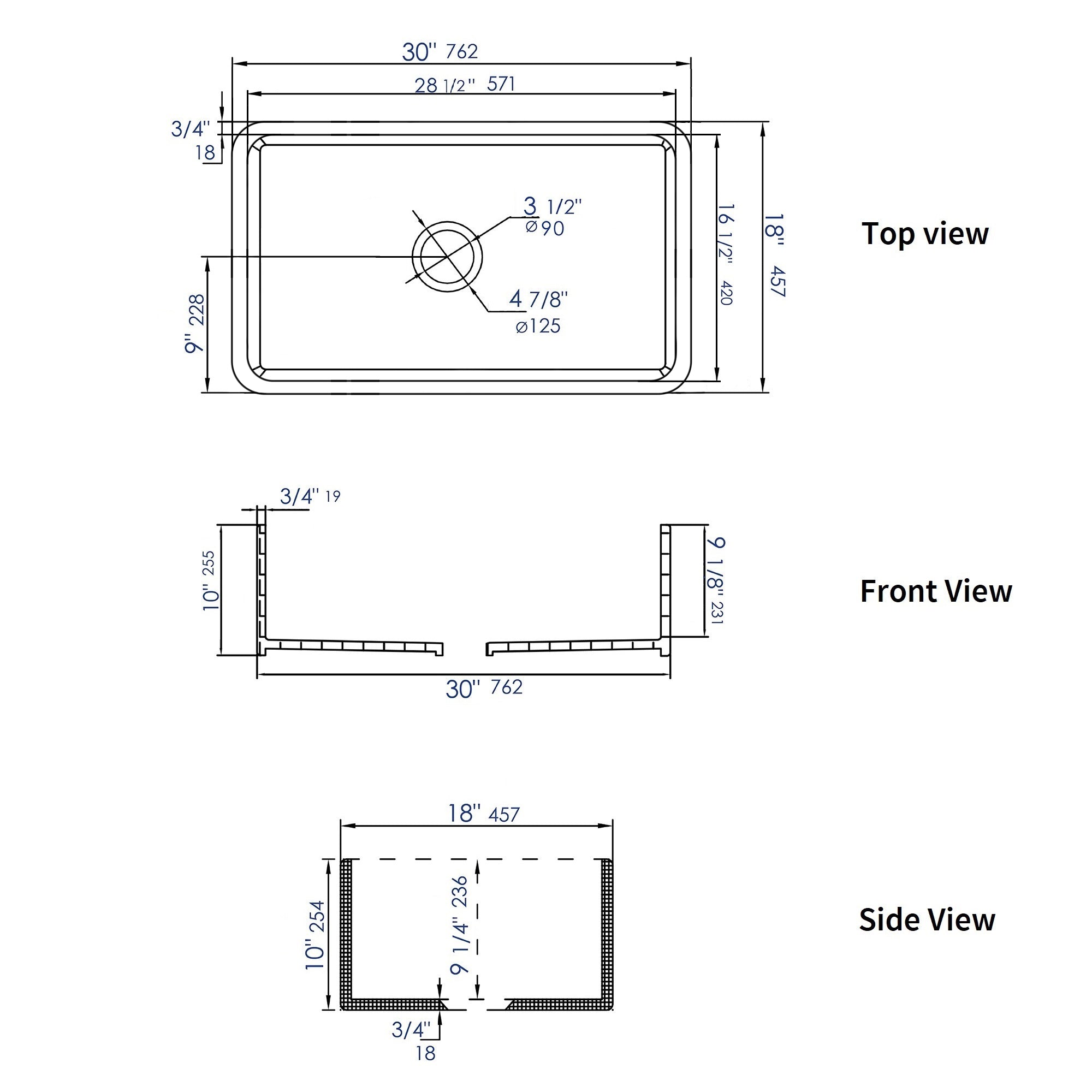 ALFI brand 30" Fireclay Farmhouse Sink, White, ABF3018-W - The Sink Boutique