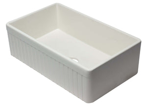 Alternate Image for ALFI 33" Fluted Single Bowl Fireclay Farmhouse Apron Sink, Biscuit, AB532-B