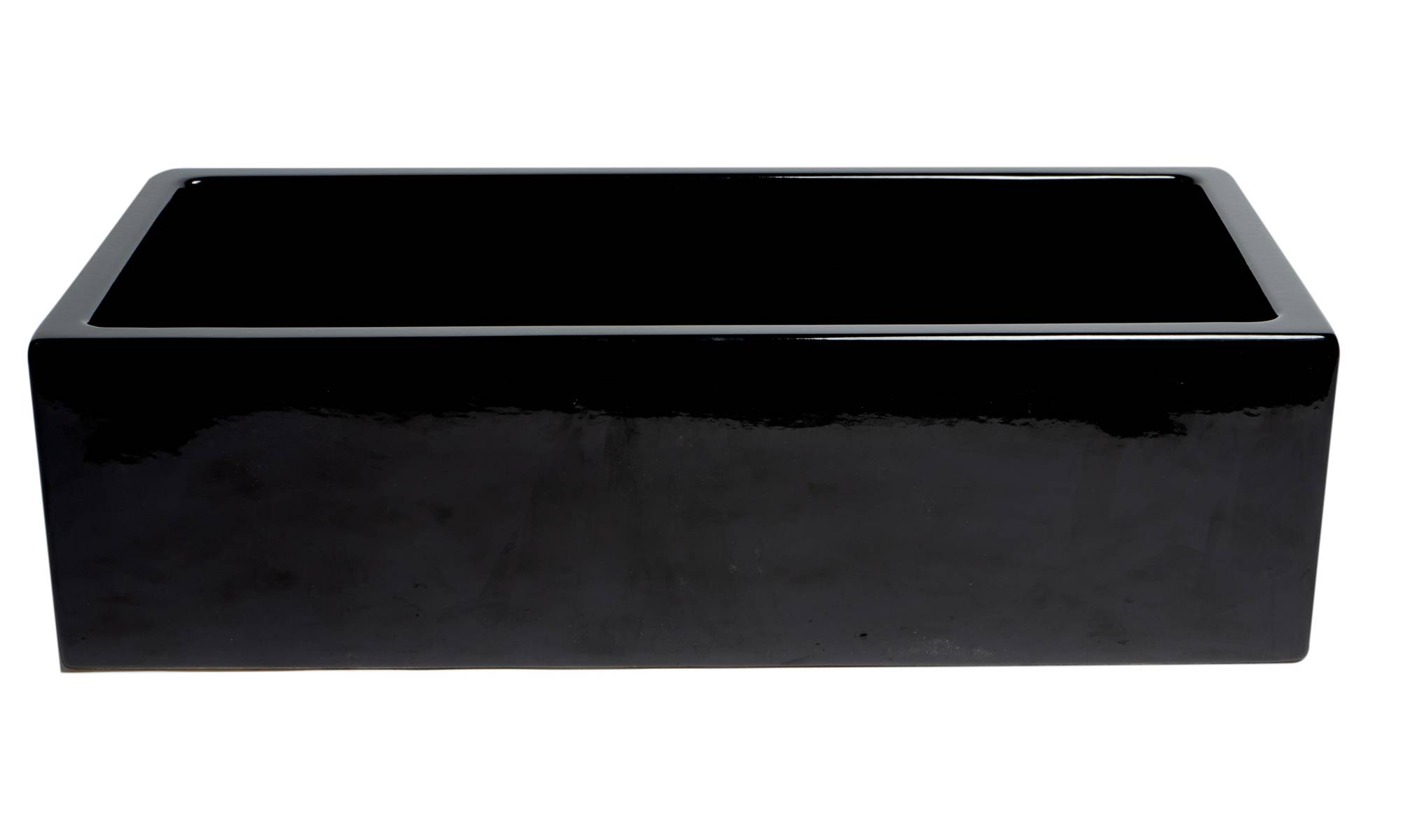 ALFI 36" Single Bowl Fireclay Farmhouse Kitchen Sink, Black Gloss, Reversible, AB3618HS-BG