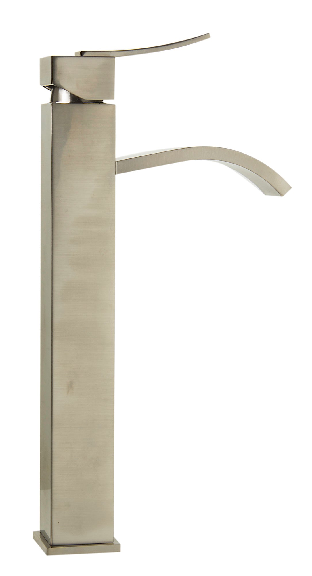 ALFI Tall Brushed Nickel Tall Square Body Curved Spout Single Lever Bathroom Faucet, AB1158-BN - The Sink Boutique