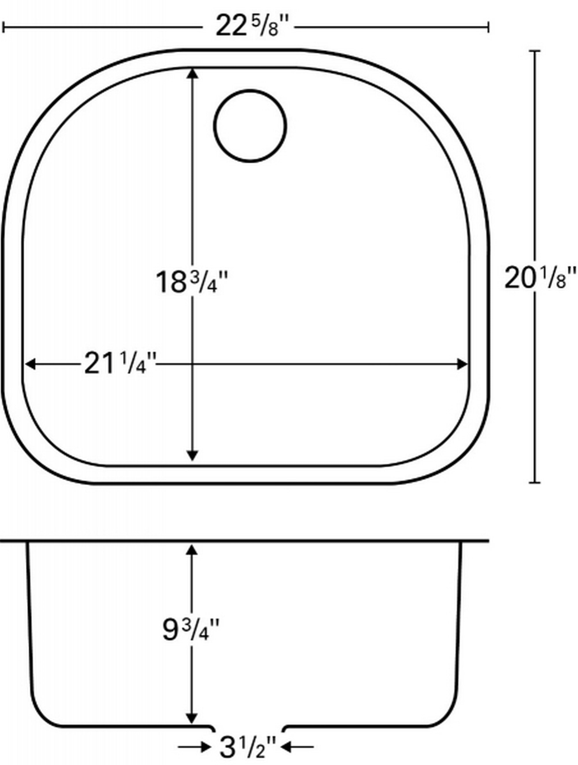Karran 23" Undermount Stainless Steel Kitchen Sink, 18 Gauge, U-2321