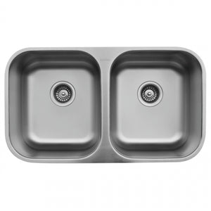 Alternate Image for Karran 32" Undermount Stainless Steel Kitchen Sink, 50/50 Double Bowl, 18 Gauge, U-5050