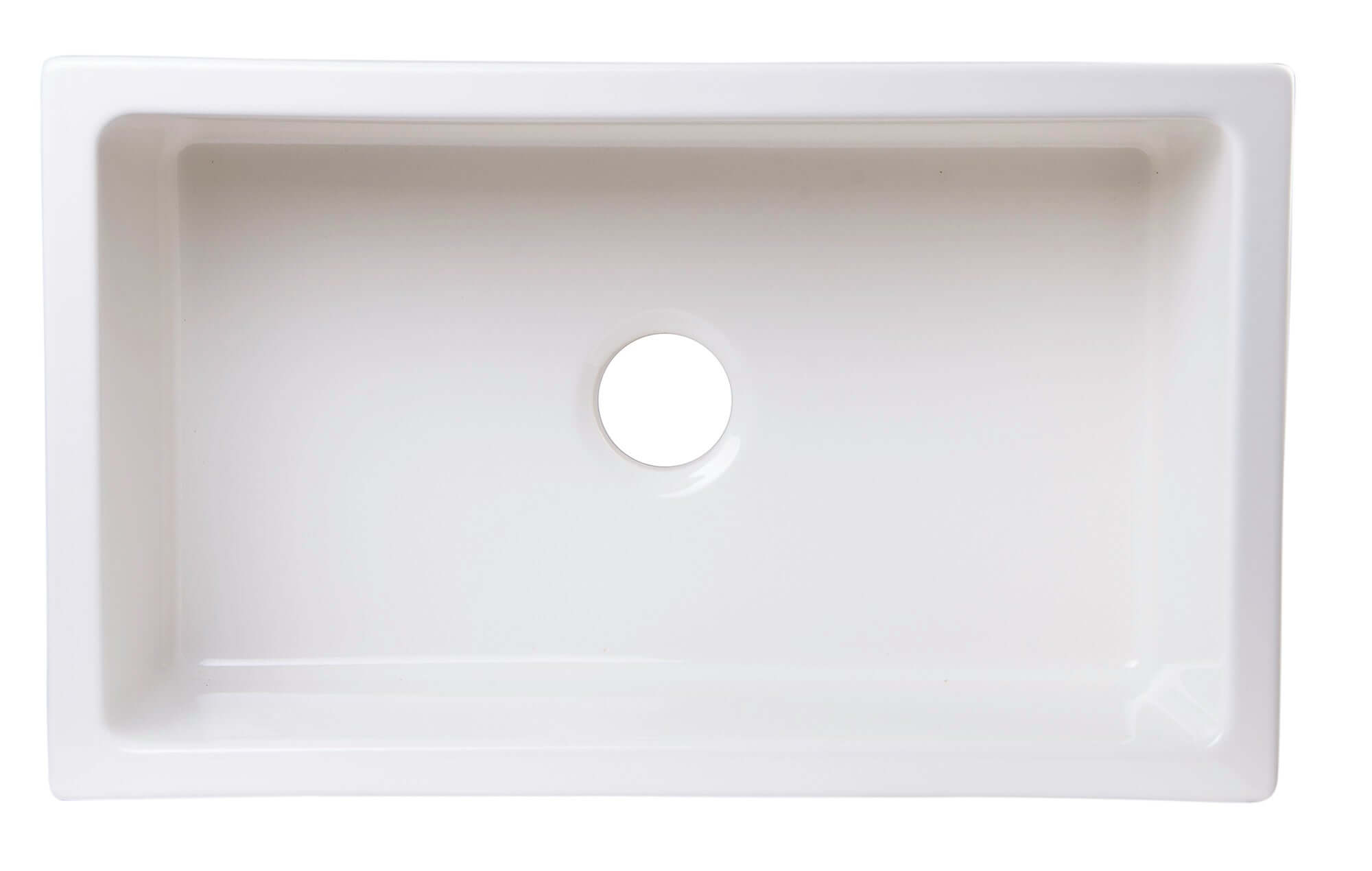 ALFI brand AB3018SB-B  30" Biscuit Smooth Apron Thick Wall Fireclay Single Bowl Farmhouse Sink Top