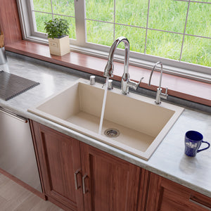 Alternate Image for ALFI Biscuit 33" Single Bowl Drop In Granite Composite Kitchen Sink, AB3322DI-B