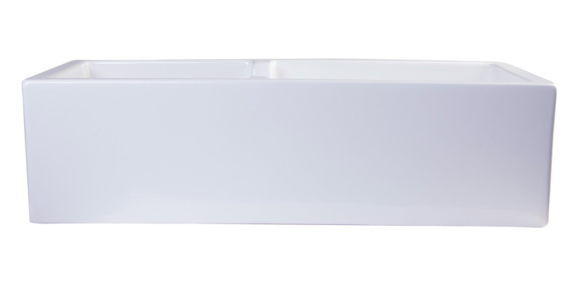 ALFI 36" Smooth Double Bowl Thick Wall Fireclay Farmhouse Sink, White, AB3618DB-W