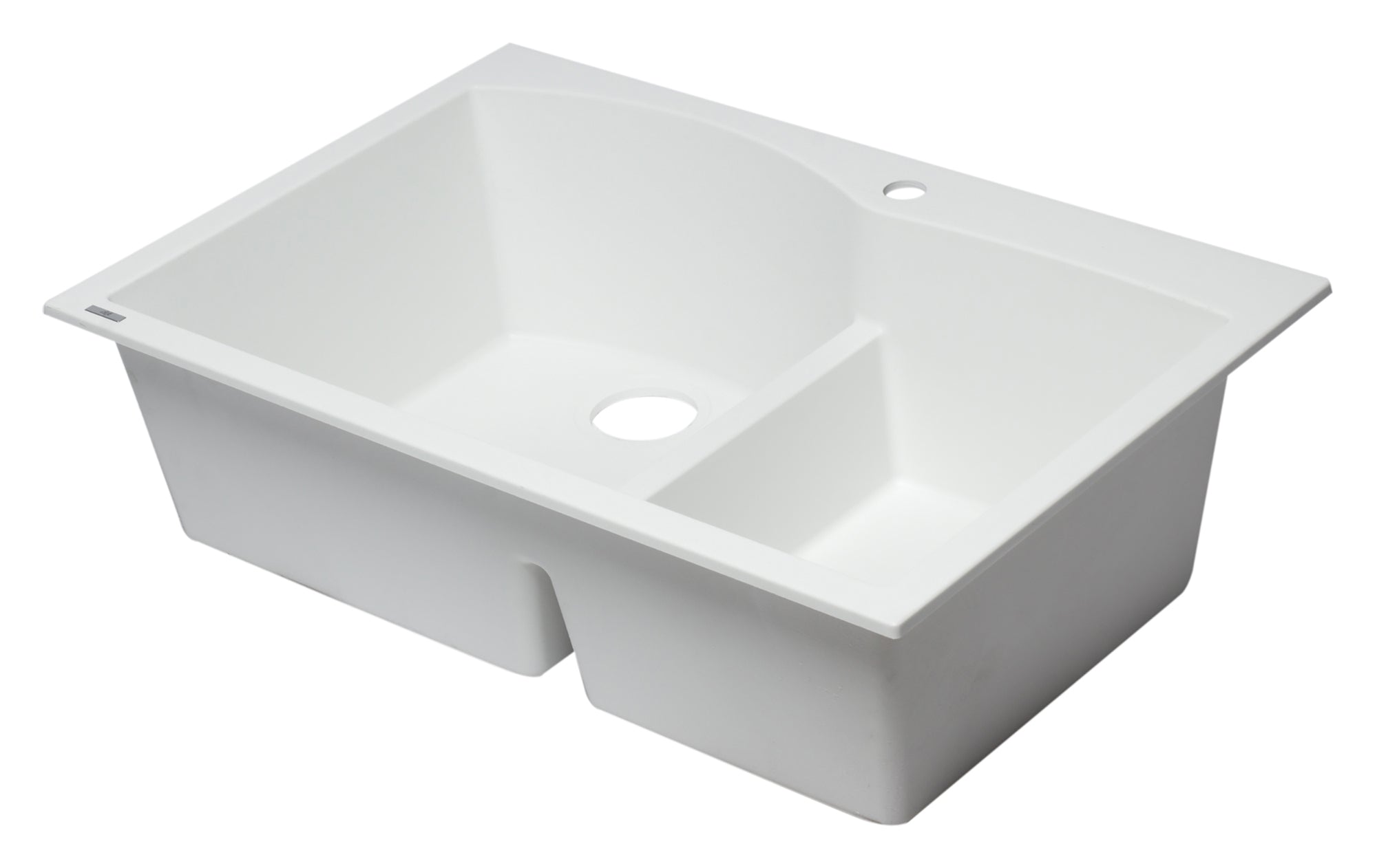 ALFI White 33" Double Bowl Drop In Granite Composite Kitchen Sink, AB3320DI-W