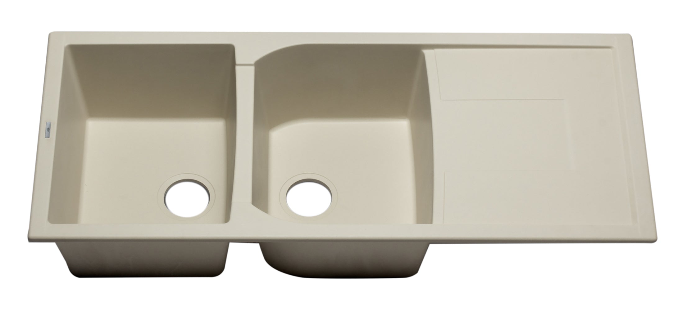 Alternate Image for ALFI 46" Double Bowl Granite Composite Kitchen Sink with Drainboard, Biscuit, AB4620DI-B
