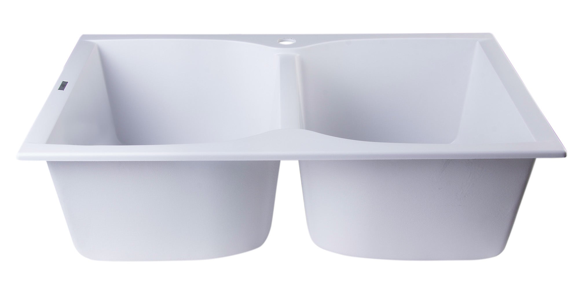 ALFI White 32" Drop-In Double Bowl Granite Composite Kitchen Sink, AB3220DI-W