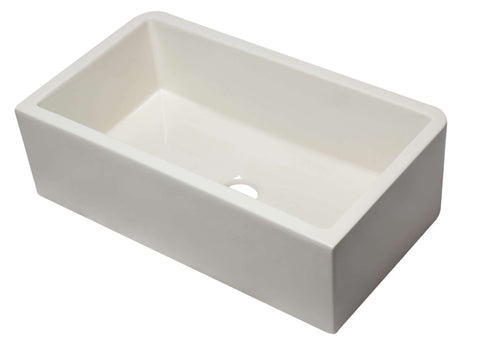 ALFI Brand AB3318SB-B 33" Biscuit Smooth Apron Solid Thick Wall Fireclay Single Bowl Farmhouse Sink