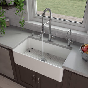Alternate Image for ALFI brand 33" Fireclay Farmhouse Sink, White, ABF3318S-W