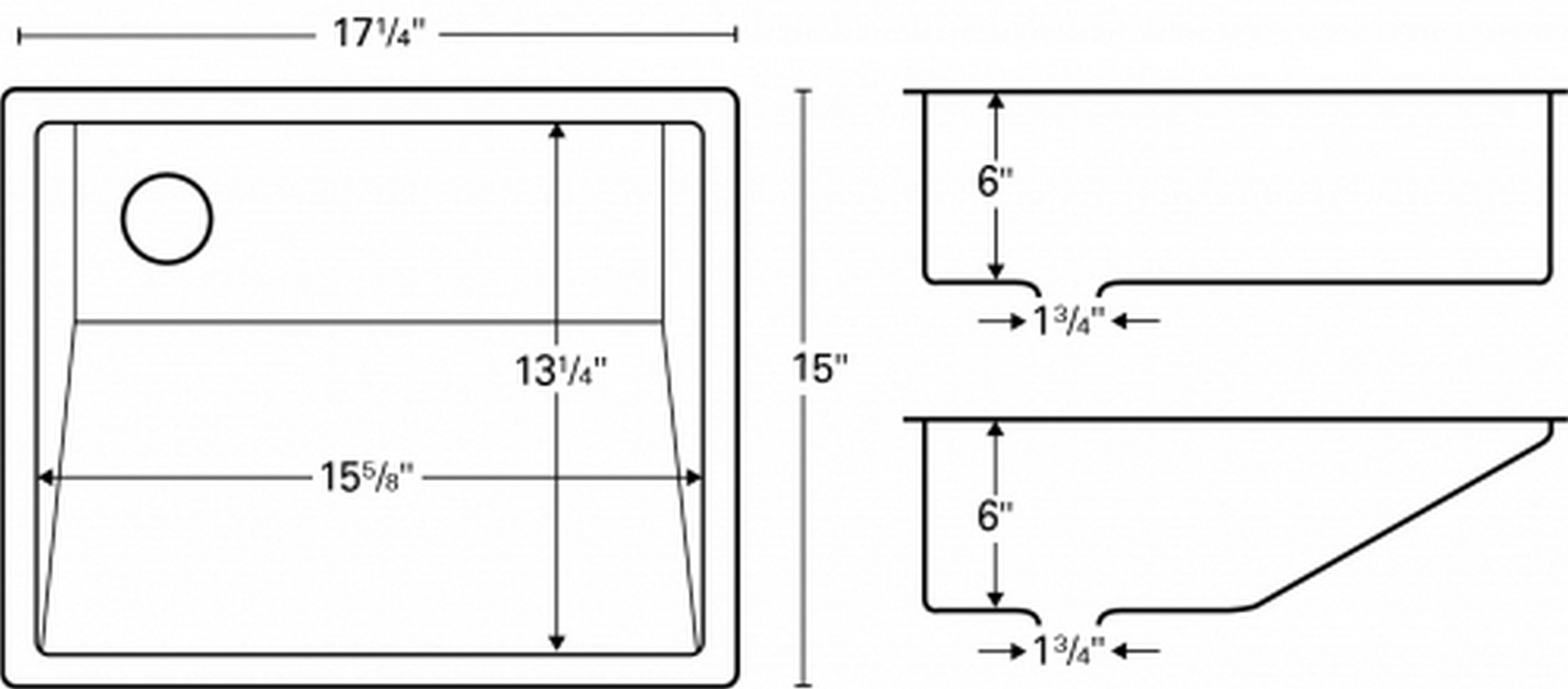 Karran 17.25" x 15" Rectangular Undermount Stainless Steel Bathroom Sink, 18 Gauge, UV-1816