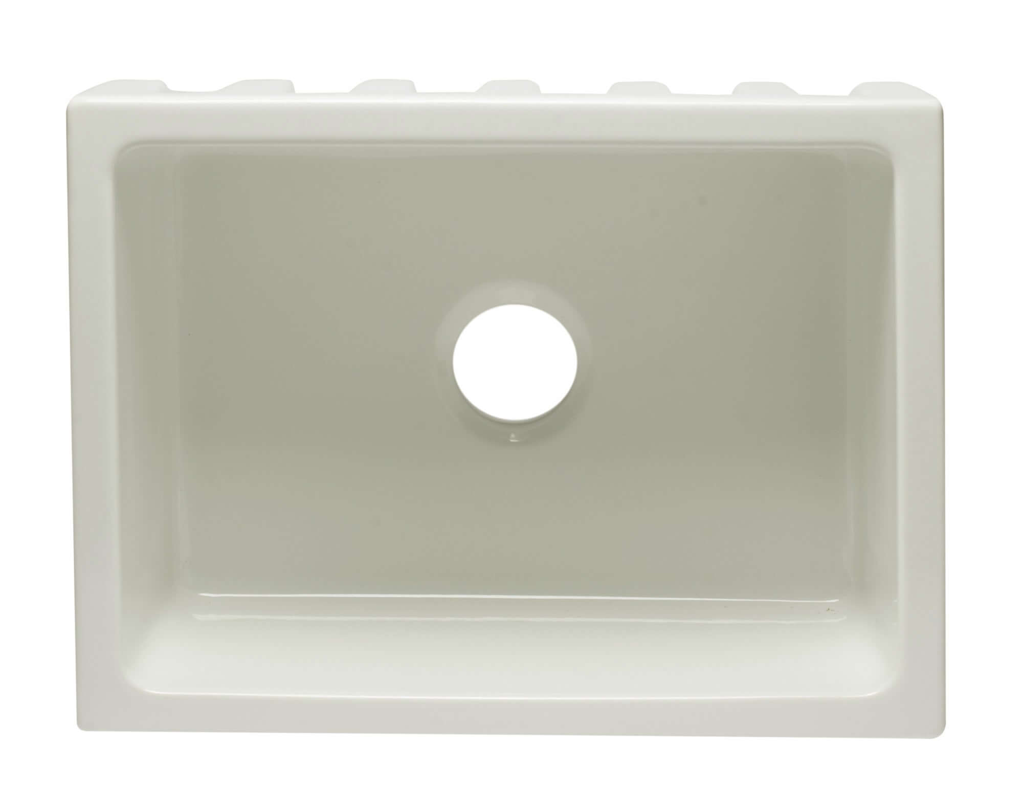 ALFI brand AB2418HS-B 24 inch Biscuit Reversible Smooth / Fluted Single Bowl Fireclay Farmhouse Sink Top
