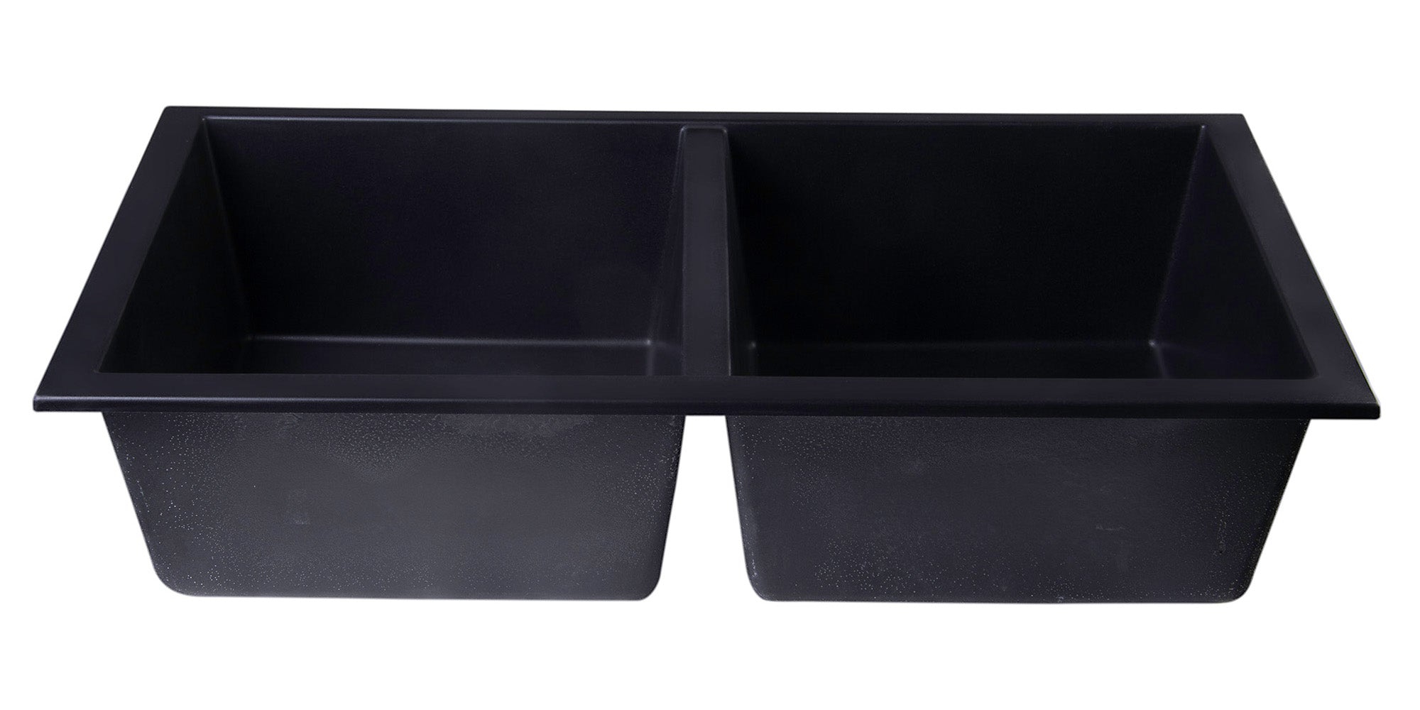 ALFI Black 34" Undermount Double Bowl Granite Composite Kitchen Sink, AB3420UM-BLA