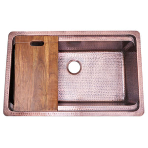 Alternate Image for Nantucket Sinks Brightwork Home 32" Dual Mount Copper Workstation Kitchen Sink with Accessories, 16 Gauge, KCH-PS-3220