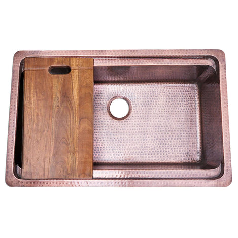 Alternate Image for Nantucket Sinks Brightwork Home 32" Dual Mount Copper Workstation Kitchen Sink with Accessories, 16 Gauge, KCH-PS-3220