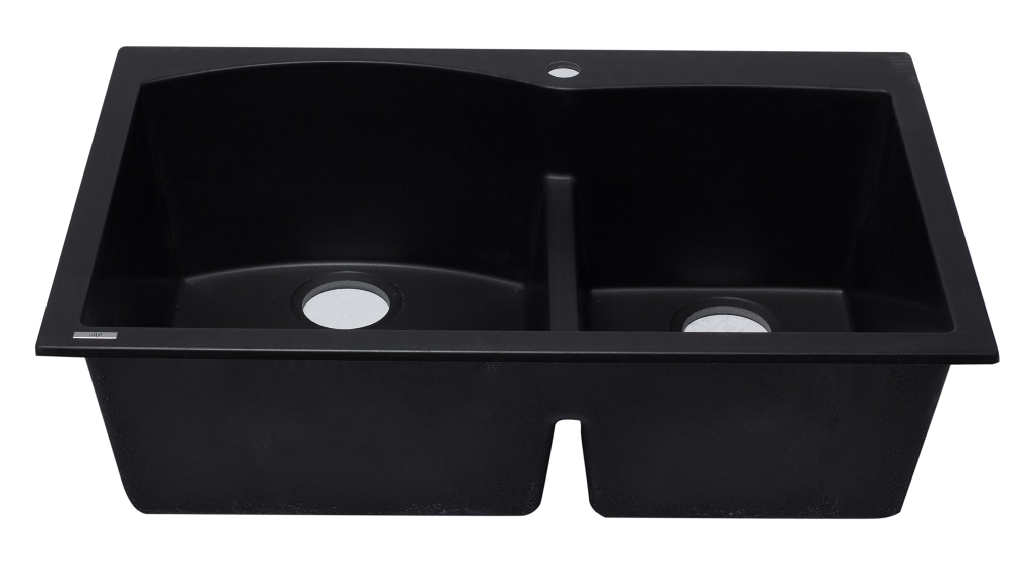 ALFI Black 33" Double Bowl Drop In Granite Composite Kitchen Sink, AB3320DI-BLA