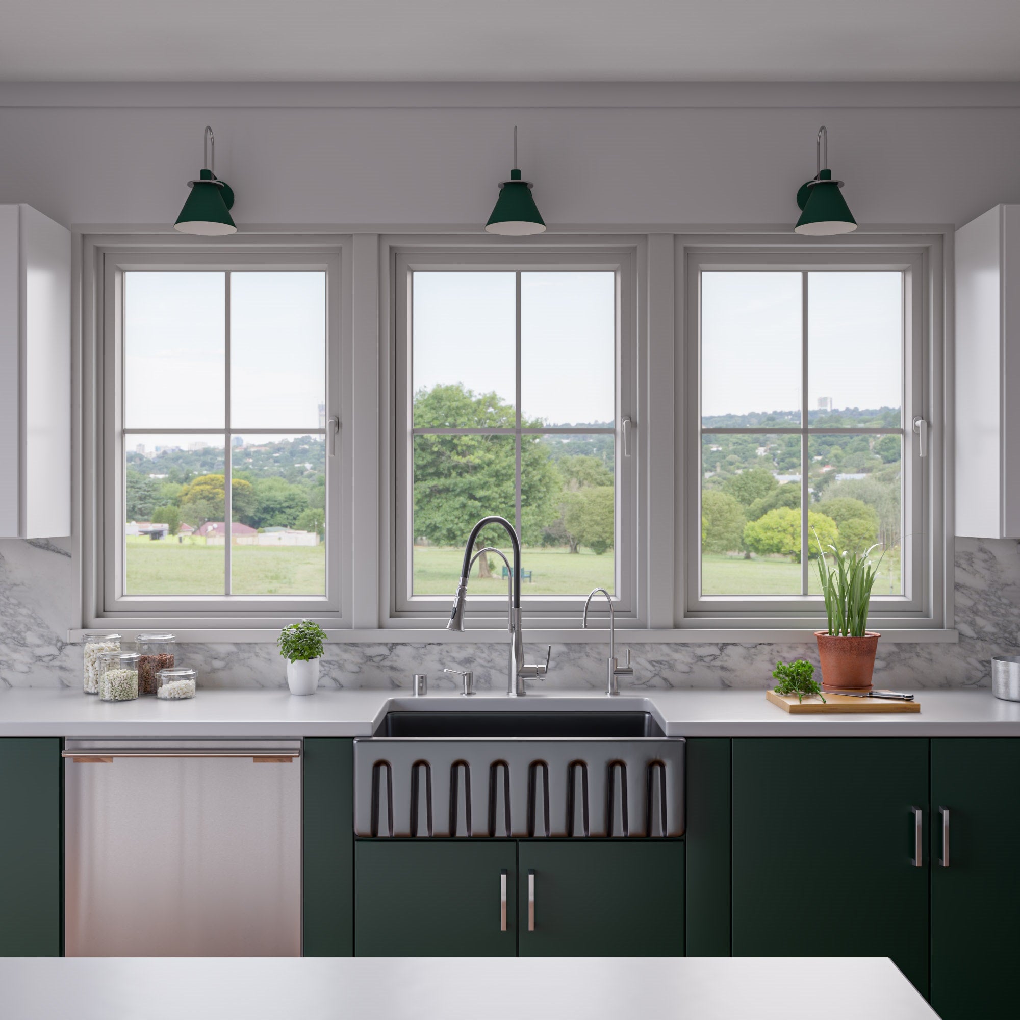 ALFI 33" Fireclay Farmhouse Kitchen Sink, Single Bowl, Reversible, Black Gloss, AB3318HS-BG