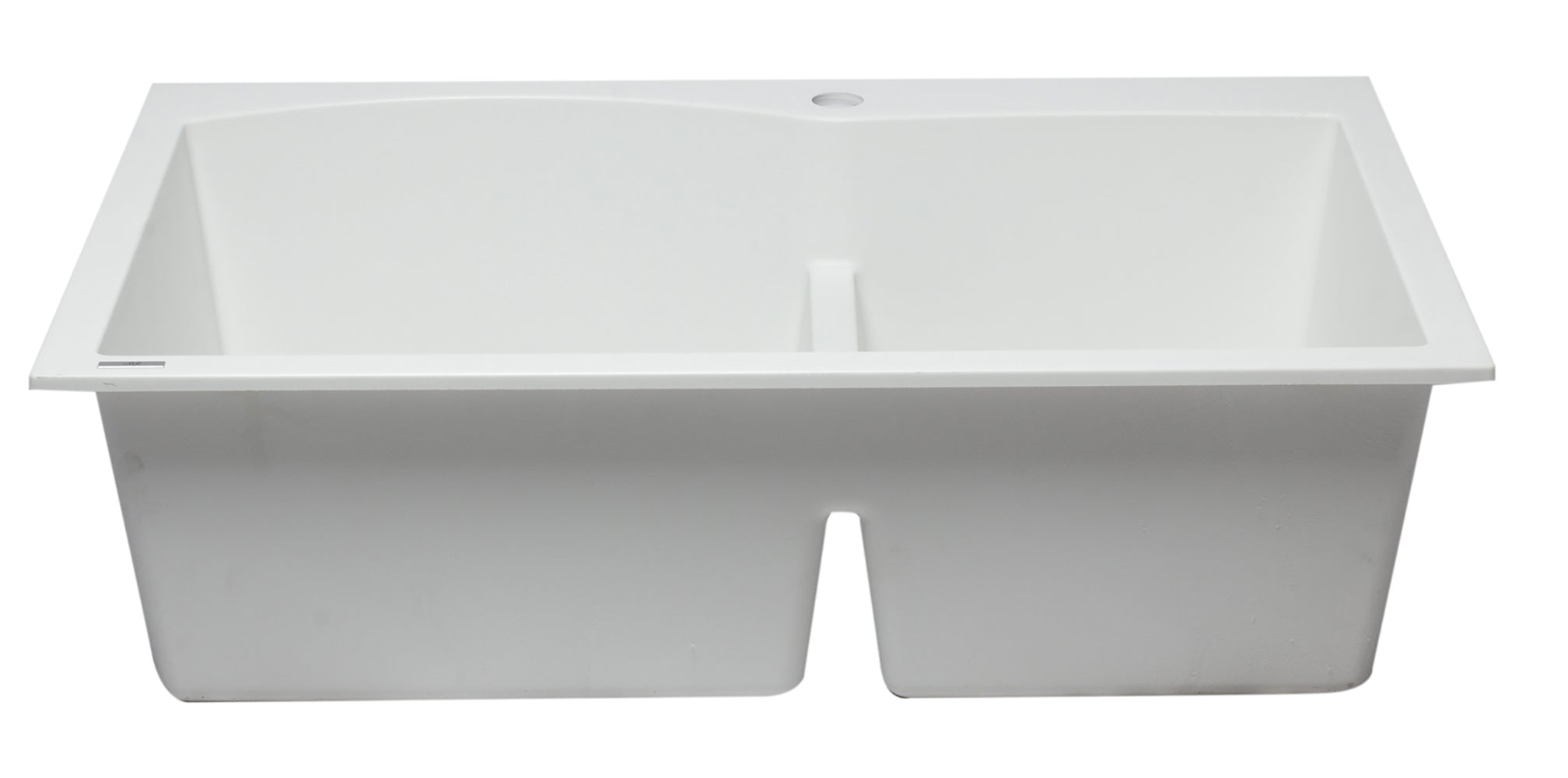 ALFI White 33" Double Bowl Drop In Granite Composite Kitchen Sink, AB3320DI-W