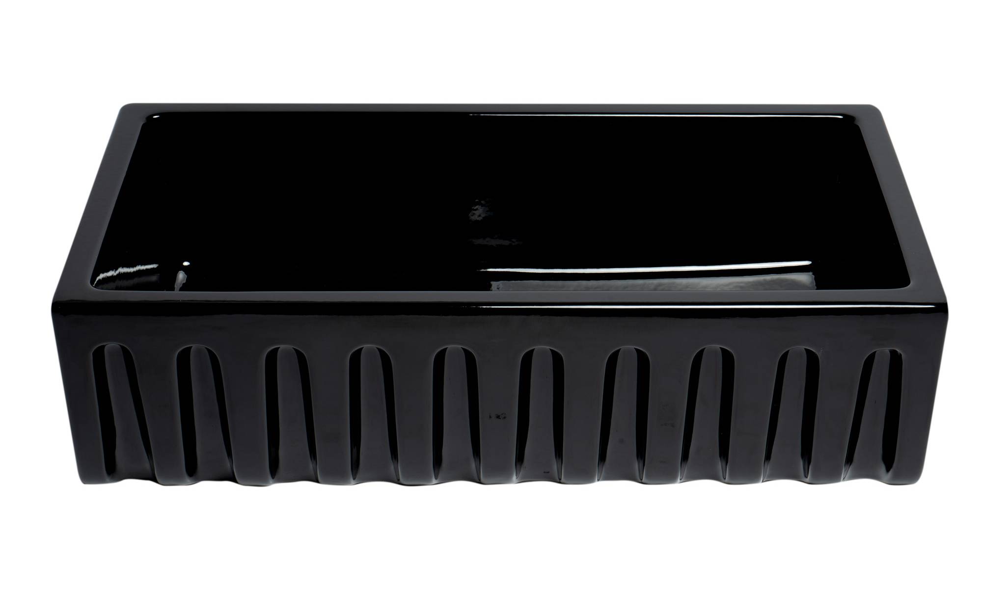 ALFI 36" Single Bowl Fireclay Farmhouse Kitchen Sink, Black Gloss, Reversible, AB3618HS-BG
