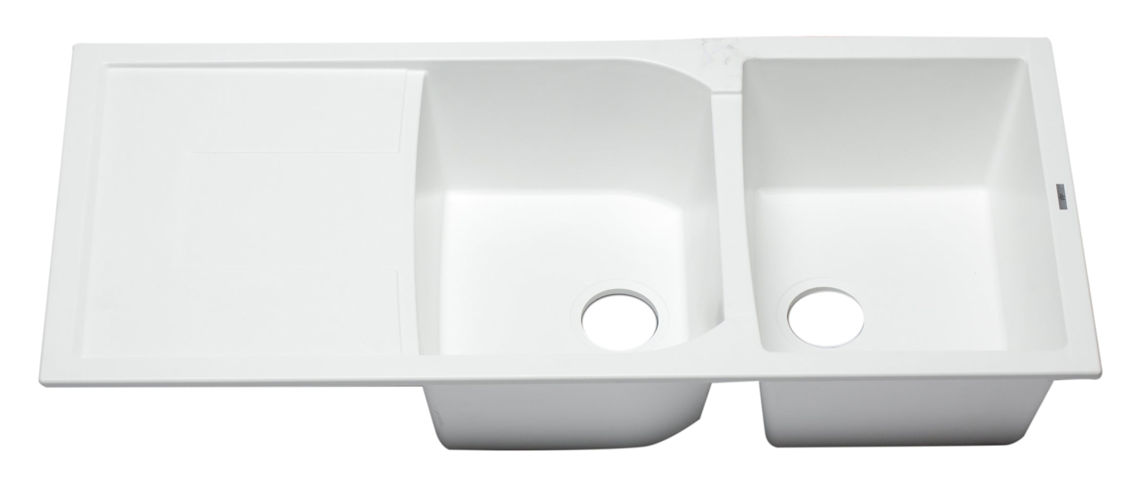ALFI 46" Double Bowl Granite Composite Kitchen Sink with Drainboard, White, AB4620DI-W