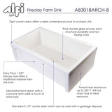 ALFI 30" Single Bowl Thick Wall Fireclay Farmhouse Apron Sink, Biscuit - The Sink Boutique