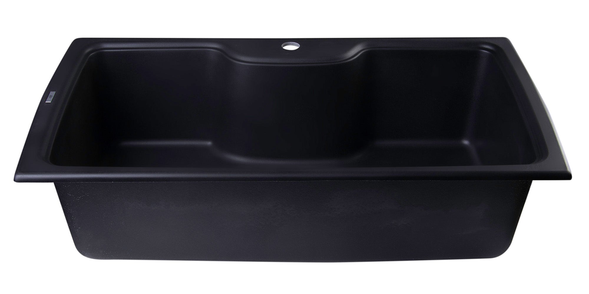 ALFI Black 35" Drop-In Single Bowl Granite Composite Kitchen Sink, AB3520DI-BLA