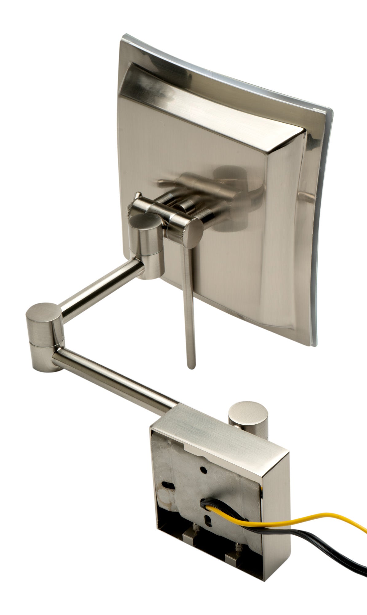 ALFI brandABM8WLED-BN Brushed Nickel Wall Mount Square 8" 5x Magnifying Cosmetic Mirror with Light - The Sink Boutique