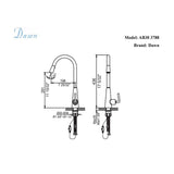 Dawn 17" 1.8 GPM Pull Down Kitchen Faucet, Brushed Nickel, AB30 3788BN - The Sink Boutique