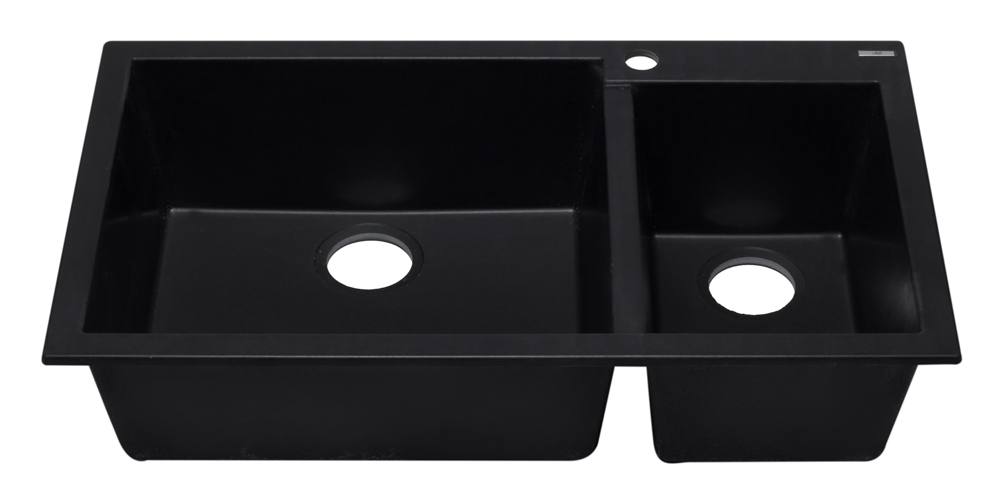 ALFI Black 34" Double Bowl Drop In Granite Composite Kitchen Sink, AB3319DI-BLA