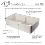 ALFI 32" Short Wall Double Bowl Fireclay Farmhouse Apron Sink, Biscuit - The Sink Boutique