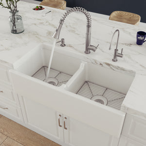 Alternate Image for ALFI 39" Fireclay Double Bowl Bowl Farmhouse Apron Sink, White, AB3918DB-W