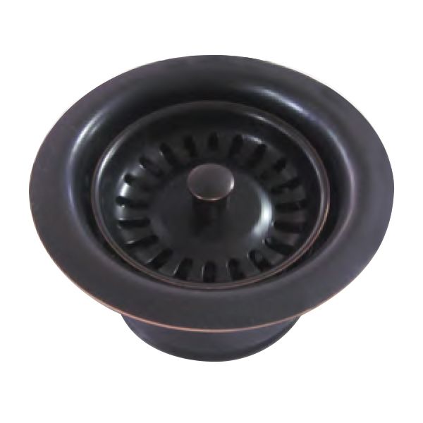 Whitehaus 3 1/2" Waste Disposer Trim with Matching Basket Strainer for Deep Fireclay Sinks, Oil Rubbed Bronze Highlighted, WH202-ORBH