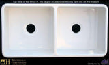 Whitehaus 36" Fireclay Double Bowl Farmhouse Apron Sink, Reversibe, Biscuit - The Sink Boutique