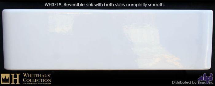 Whitehaus 36" Fireclay Double Bowl Farmhouse Apron Sink, Reversibe, White, WH3719 - The Sink Boutique