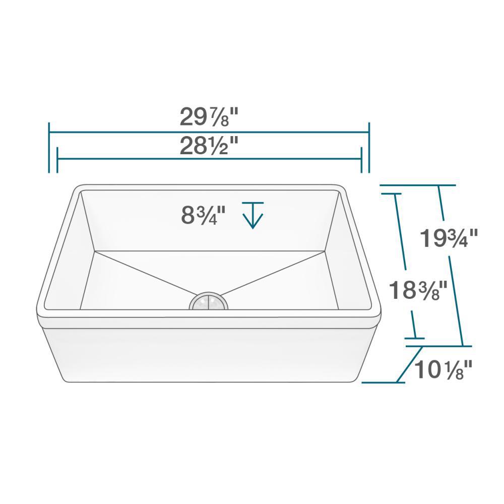 Rene 30" Fireclay Farmhouse Sink, White, Smooth/Edge R10-3005-ST-B - The Sink Boutique