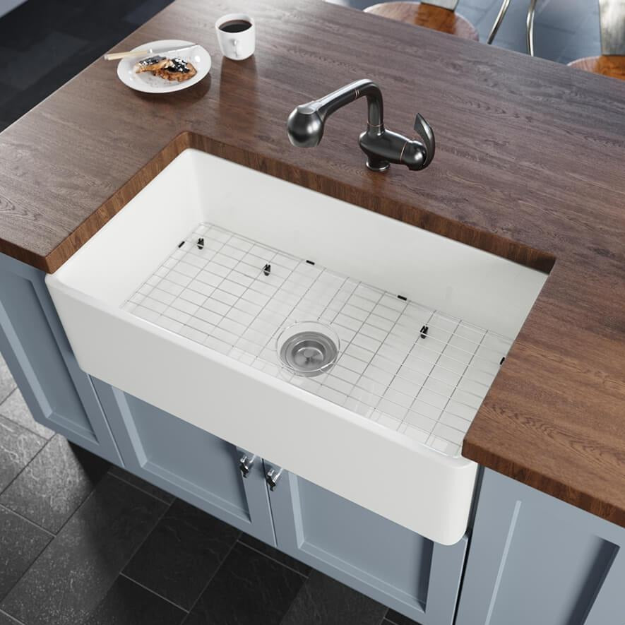 Rene 33" Fireclay Farmhouse Sink, White, R10-3001-ST-B - The Sink Boutique