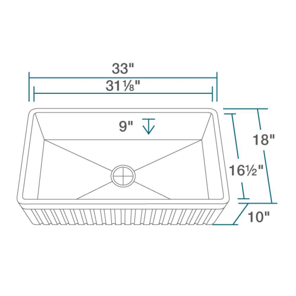 Rene 33" Fireclay Farmhouse Sink, White, R10-3001-ST-B - The Sink Boutique