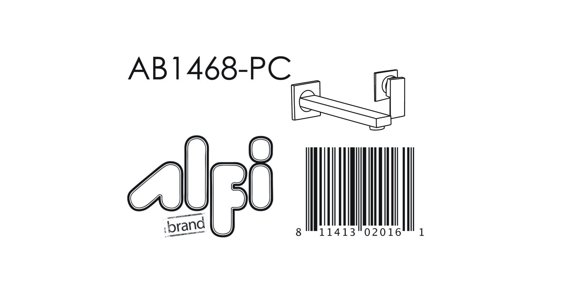 ALFI Polished Chrome Single Lever Wallmount Bathroom Faucet, AB1468-PC