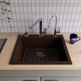 ALFI brand AB2420DI-C Chocolate 24" Drop-In Single Bowl Granite Composite Kitchen Sink